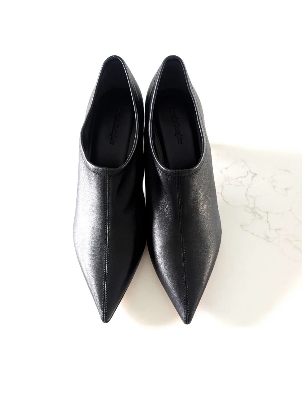 Favorite Daughter Stoj Pointed Toe Kitten Heel Ankle Booties Black Leather 7M